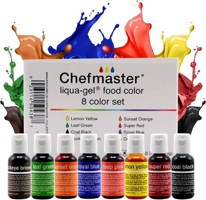 Chefmaster Liqua-Gel Food Coloring 8 Pack - Image 1